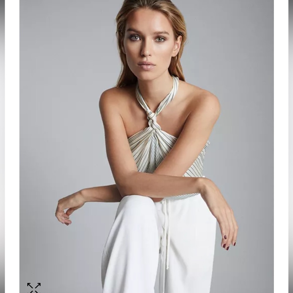 Reiss Striped Halter Top in Cream and Gray
